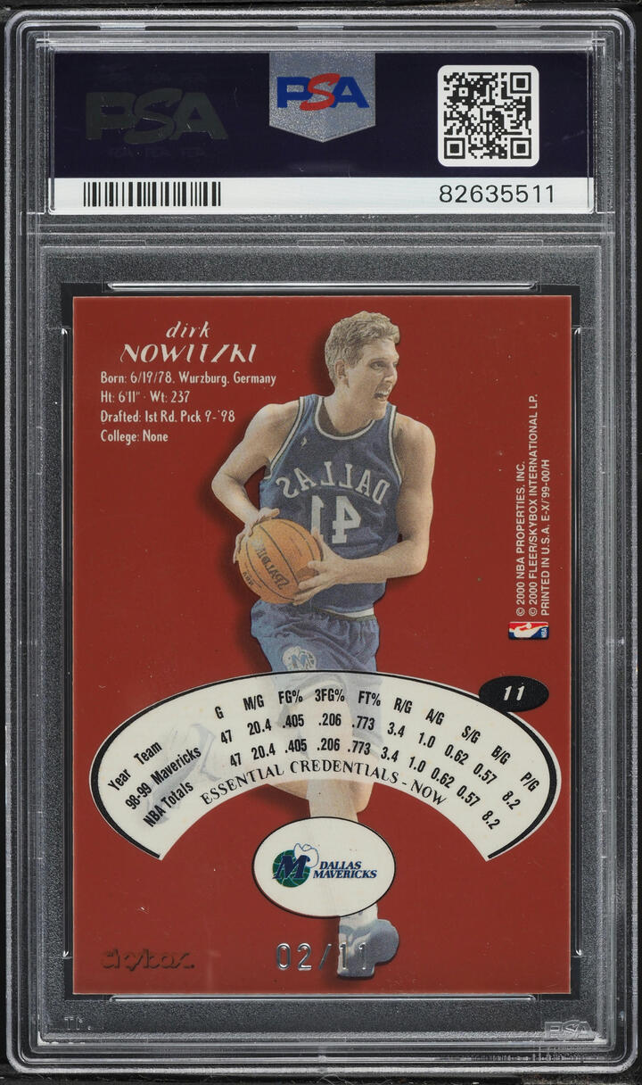 1999 Skybox E-X Essential Credentials Now Dirk Nowitzki /11 #11 PSA 8 NM-MT - Photo 2