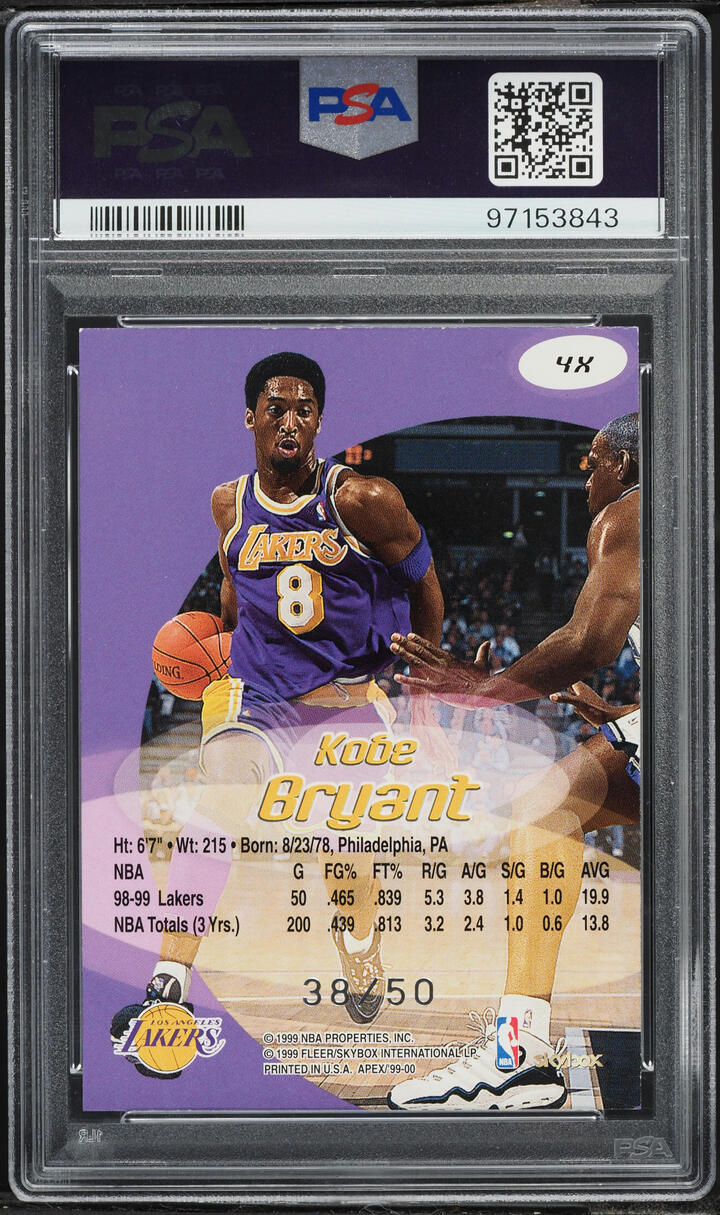 1999 Skybox Apex XTRA Kobe Bryant /50 #4X PSA 7 NRMT - Photo 2