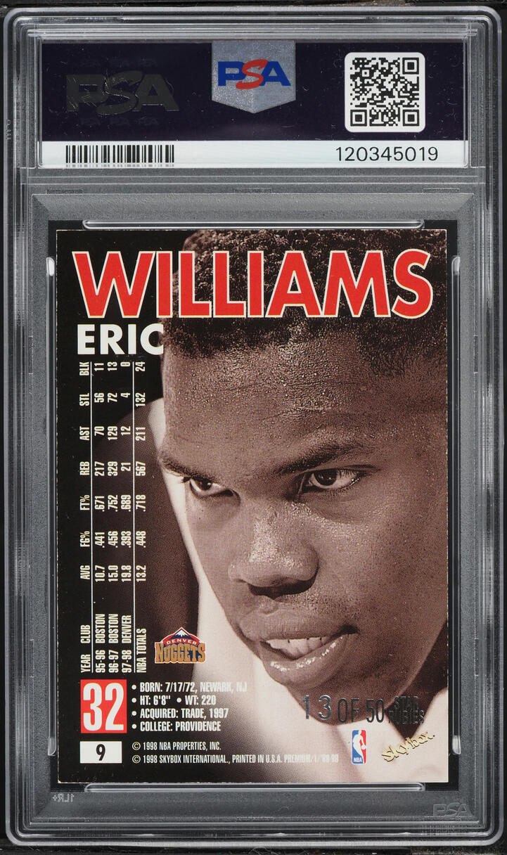 1998 Skybox Premium Star Rubies Eric Williams /50 #9 PSA 6 EXMT - Photo 2