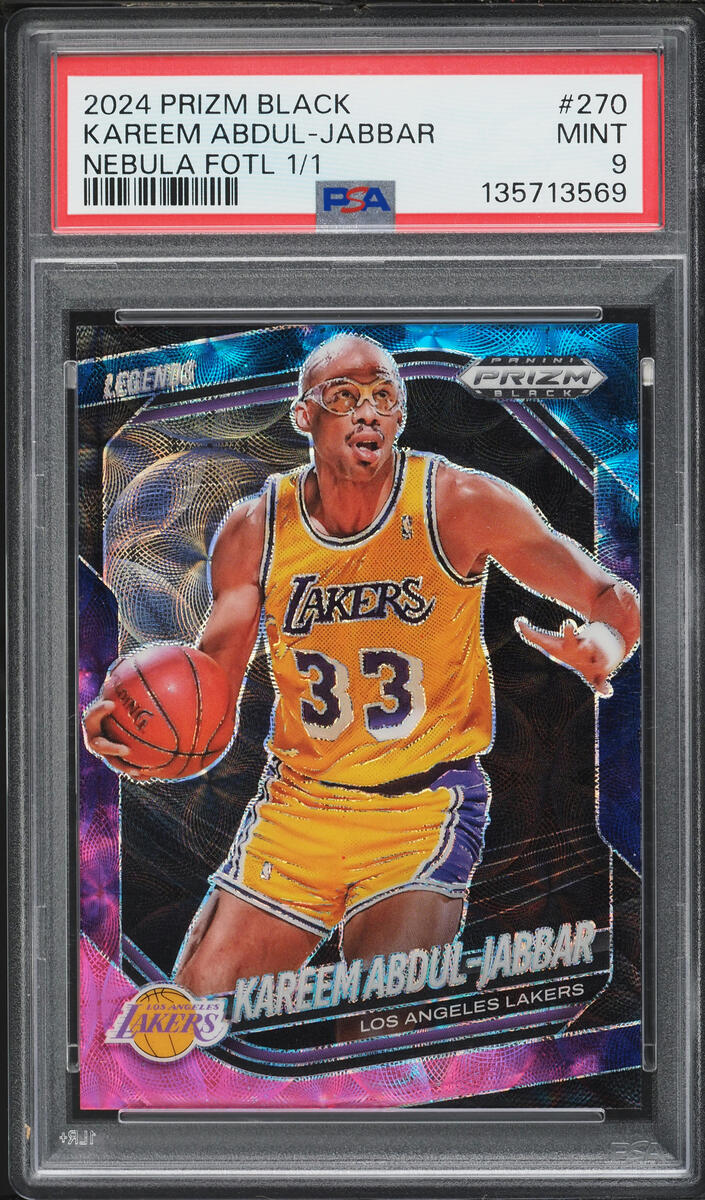 2024 Panini Prizm Black Nebula FOTL Kareem Abdul-Jabbar 1/1 #270 PSA 9 MINT - Photo 1
