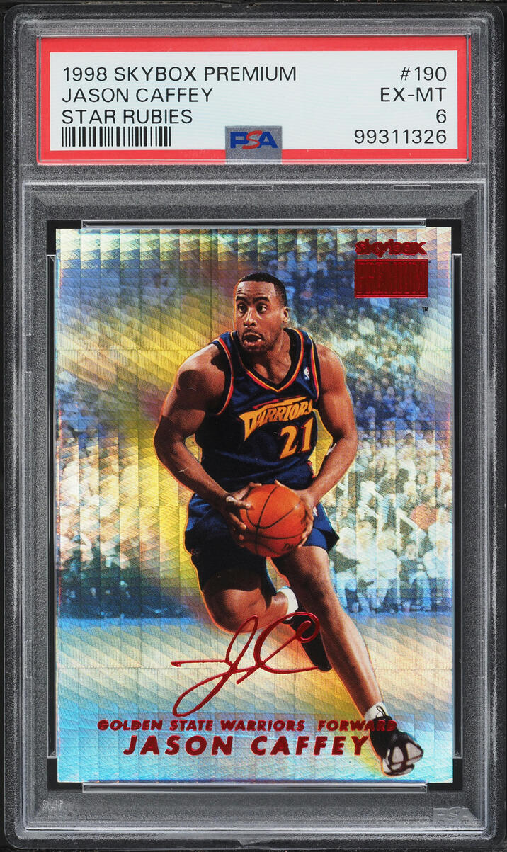 1998 Skybox Premium Star Rubies Jason Caffey /50 #190 PSA 6 EXMT - Photo 1
