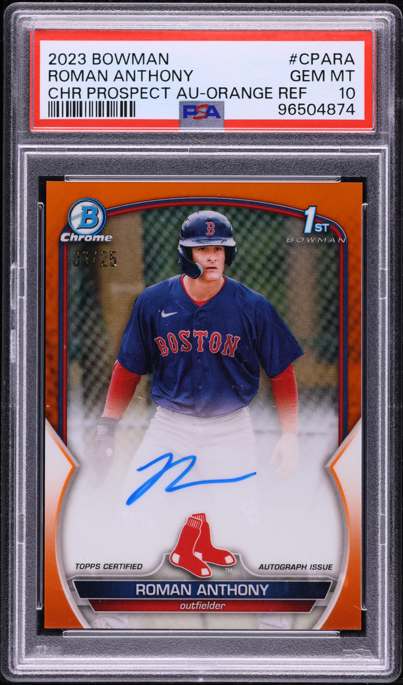 2023 Bowman Chrome Orange Refractor Roman Anthony PROSPECT AUTO /25 PSA 10