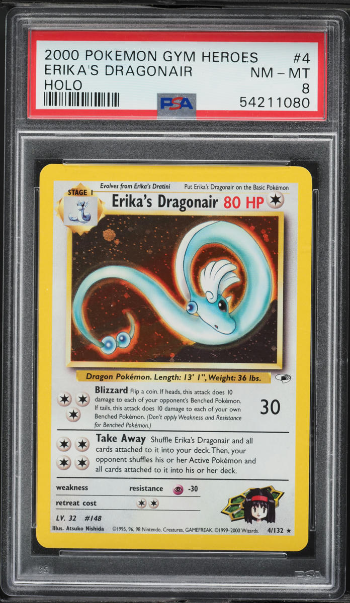2000 Pokemon Gym Heroes Holo Erika's Dragonair #4 PSA 8 NM-MT