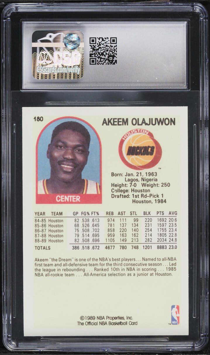 1989 Hoops Hakeem Olajuwon #180 CSG 9.5 MINT+