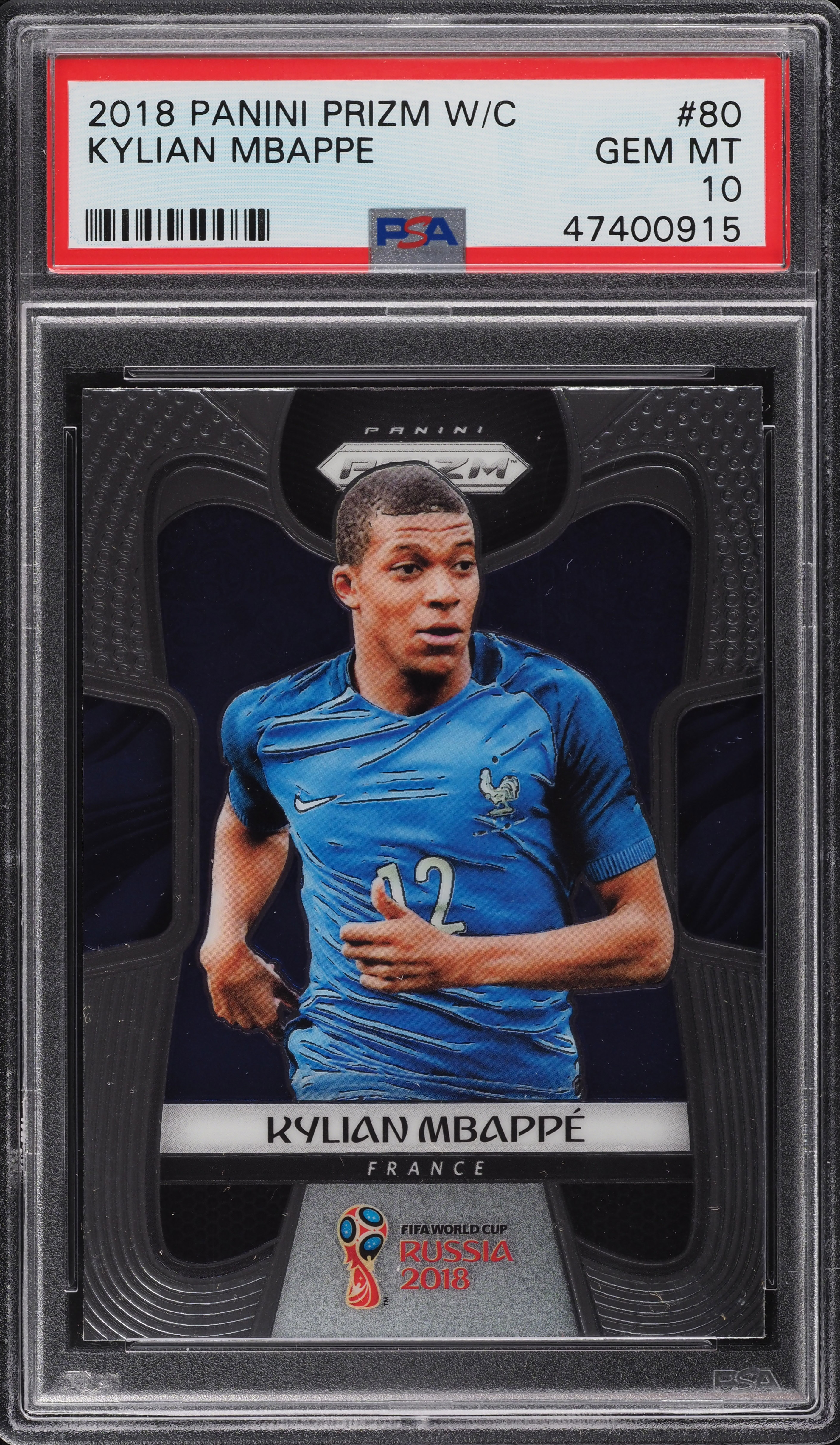 2018 Panini Prizm World Cup Kylian Mbappe #80 PSA 10 GEM