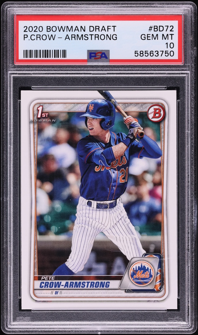 2020 Bowman Draft Pete Crow-Armstrong PROSPECT #BD-72 PSA 10 GEM MINT