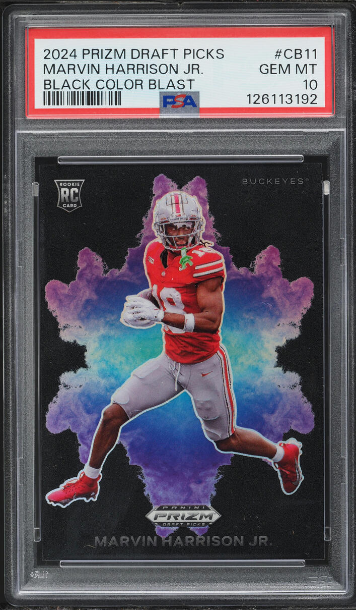 2024 Panini Prizm Draft Picks Black Colorblast Marvin Harrison Jr. ROOKIE #CB11 PSA 10 GEM MINT