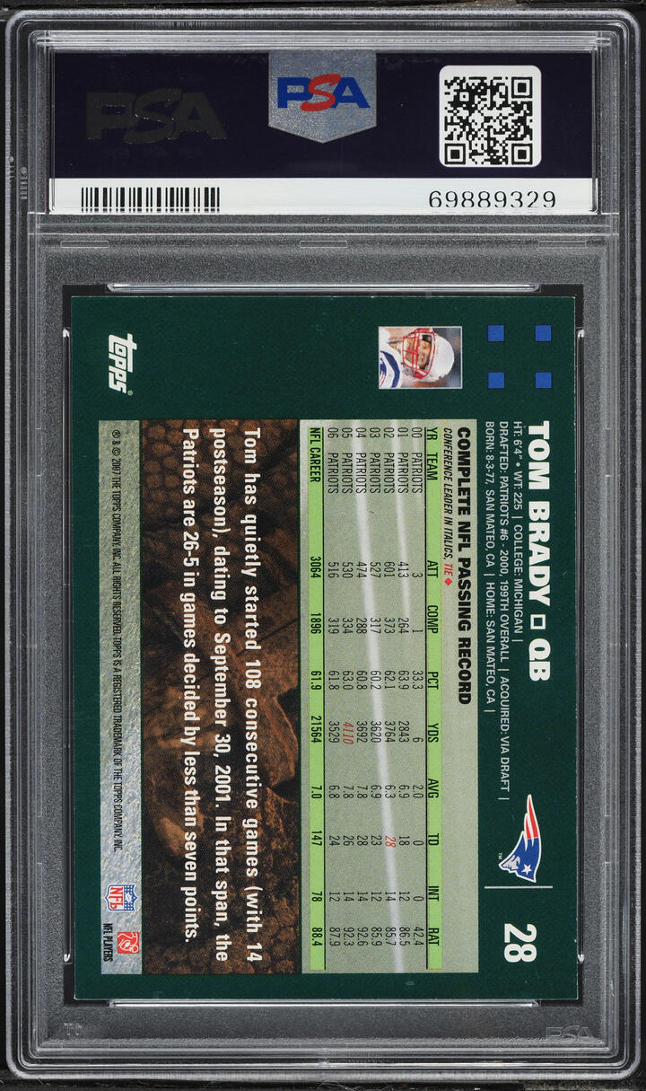 2007 Topps Tom Brady #28 PSA 9 MINT