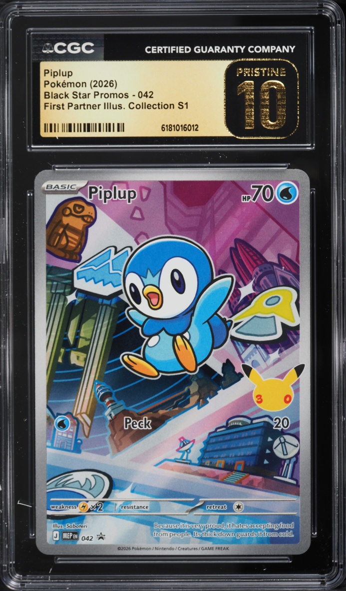 2026 Pokemon Mega Promo First Partner Illustration S1 Full Art Piplup #42 CGC 10 PRISTINE