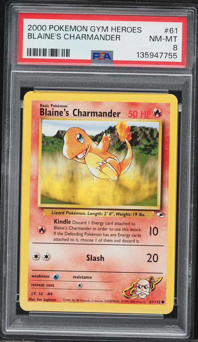 2000 Pokemon Gym Heroes Blaine's Charmander #61 PSA 8 NM-MT