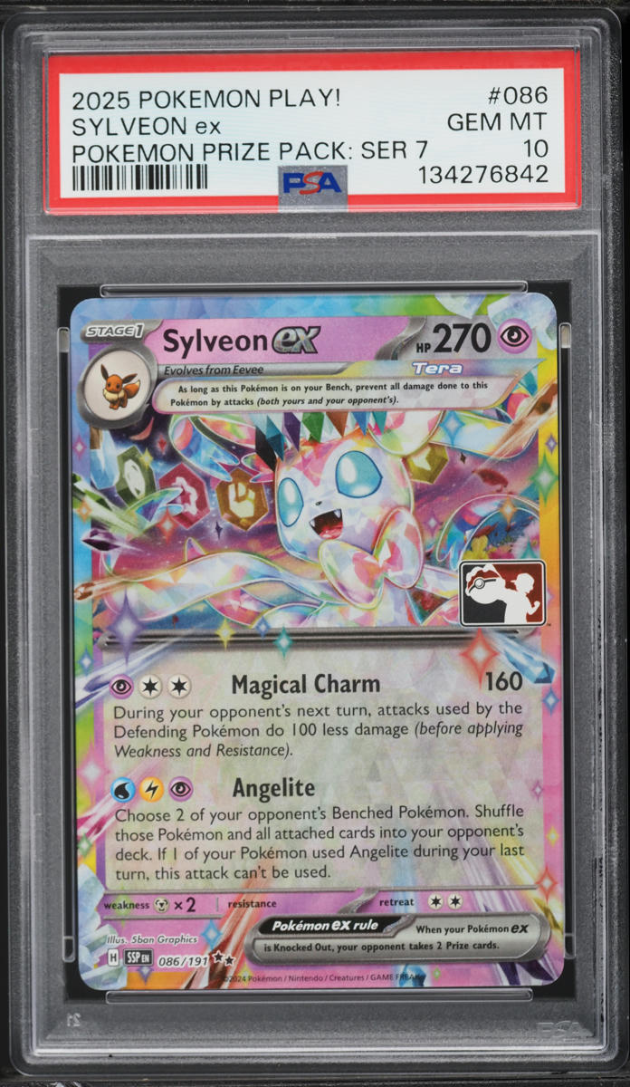 2025 Pokemon SV Prismatic Evolutions Play! Prize Pack Series Sylveon Ex #086 PSA 10 GEM MINT