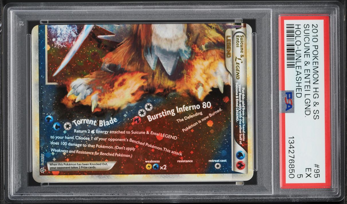 2010 Pokemon Heartgold & Soulsilver Unleashed Suicune & Entei Legend #95 PSA 5 EX
