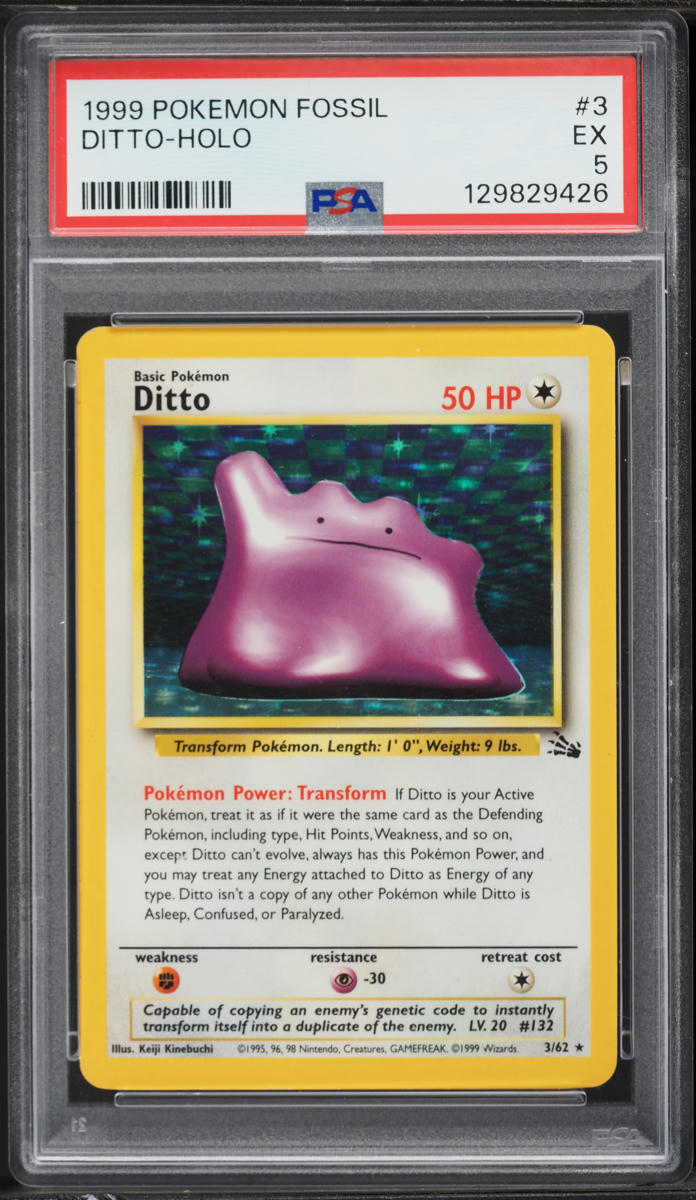 1999 Pokemon Fossil Holo Ditto #3 PSA 5 EX