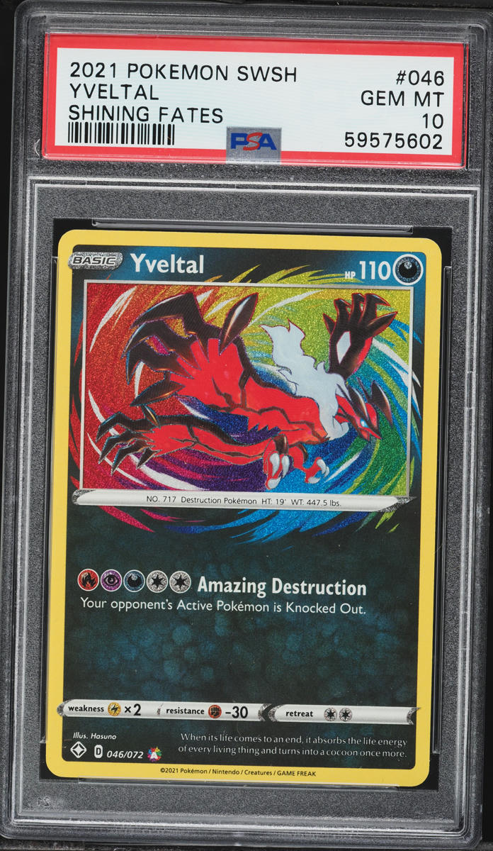 2021 Pokemon Sword & Shield Shining Fates Amazing Rare Yveltal #46 PSA 10 GEM MINT