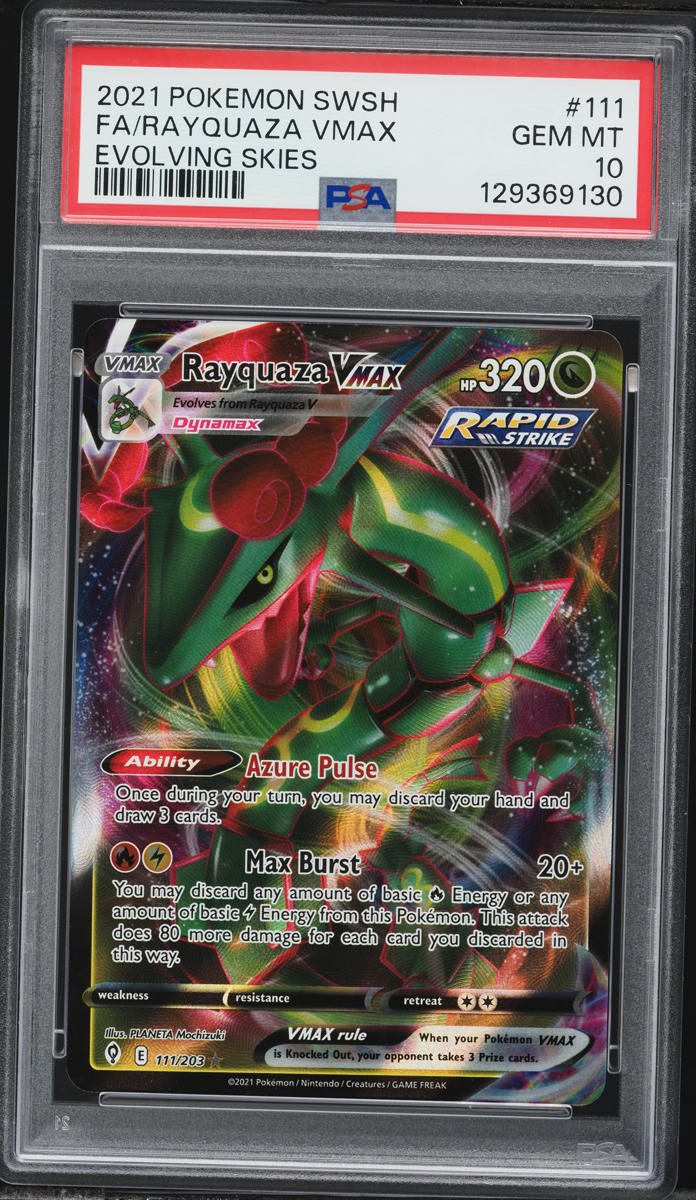 2021 Pokemon Sword & Shield Evolving Skies Full Art Rayquaza VMAX #111 PSA 10 GEM MINT