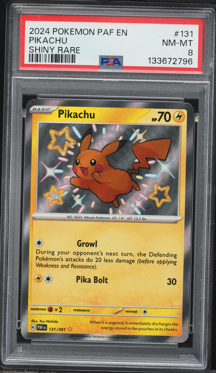 2024 Pokemon Scarlet & Violet Paldean Fates Shiny Pikachu #131 PSA 8 NM-MT