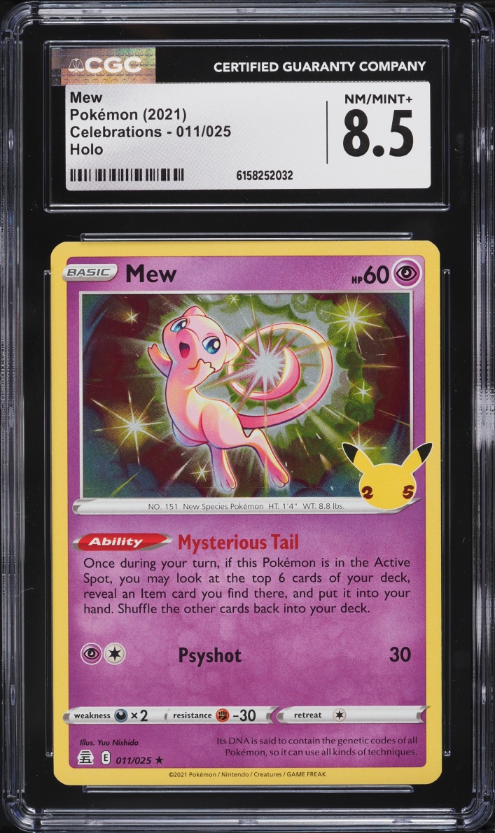 2021 Pokemon Sword & Shield Celebrations Holo Mew #11 CGC 8.5 NM-MT+