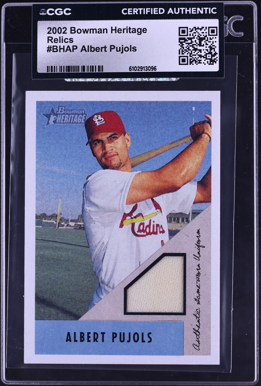 2002 Bowman Heritage Albert Pujols PATCH #BHAP CGC AUTH