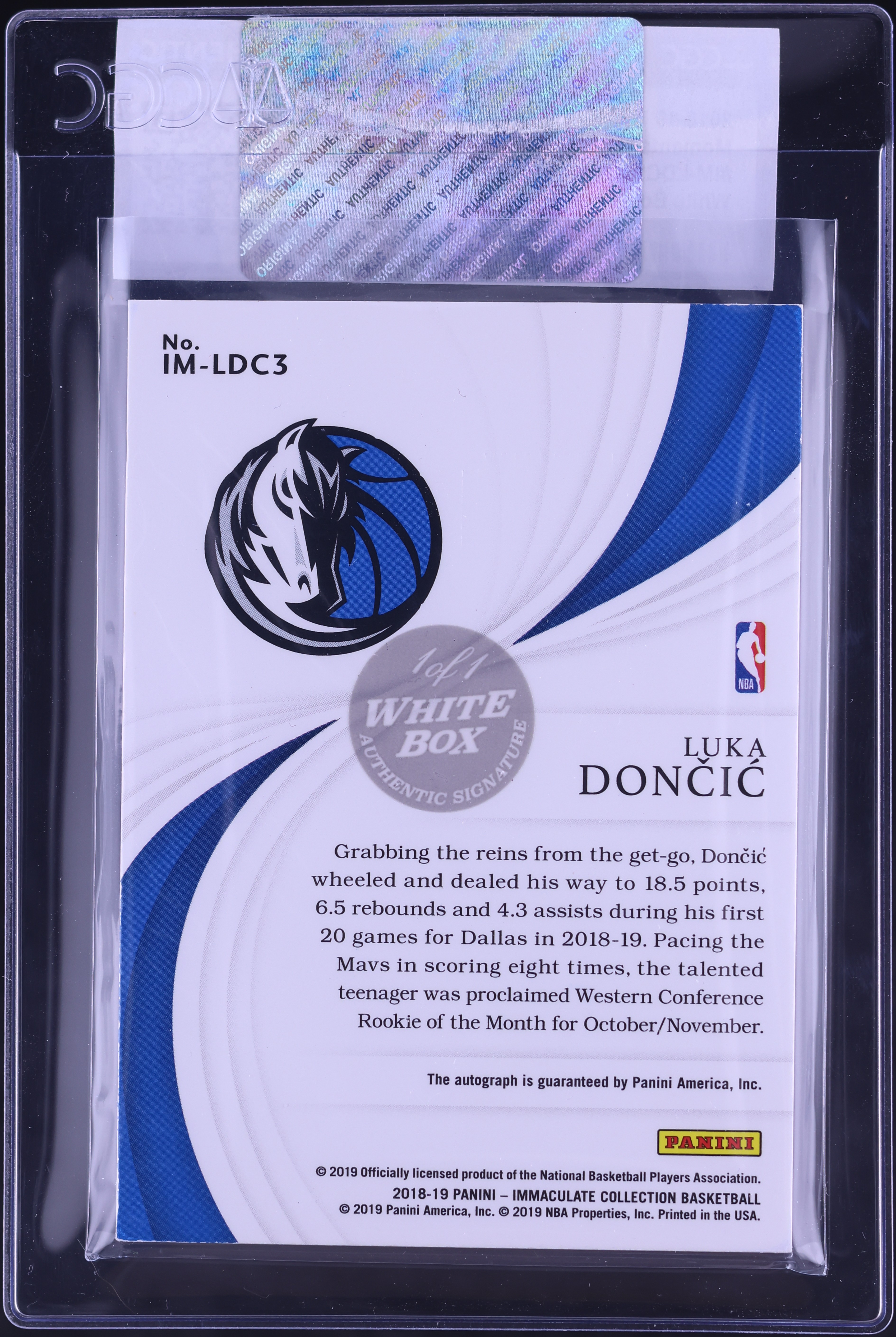 2018 Immaculate Collection Moments White Box Luka Doncic ROOKIE