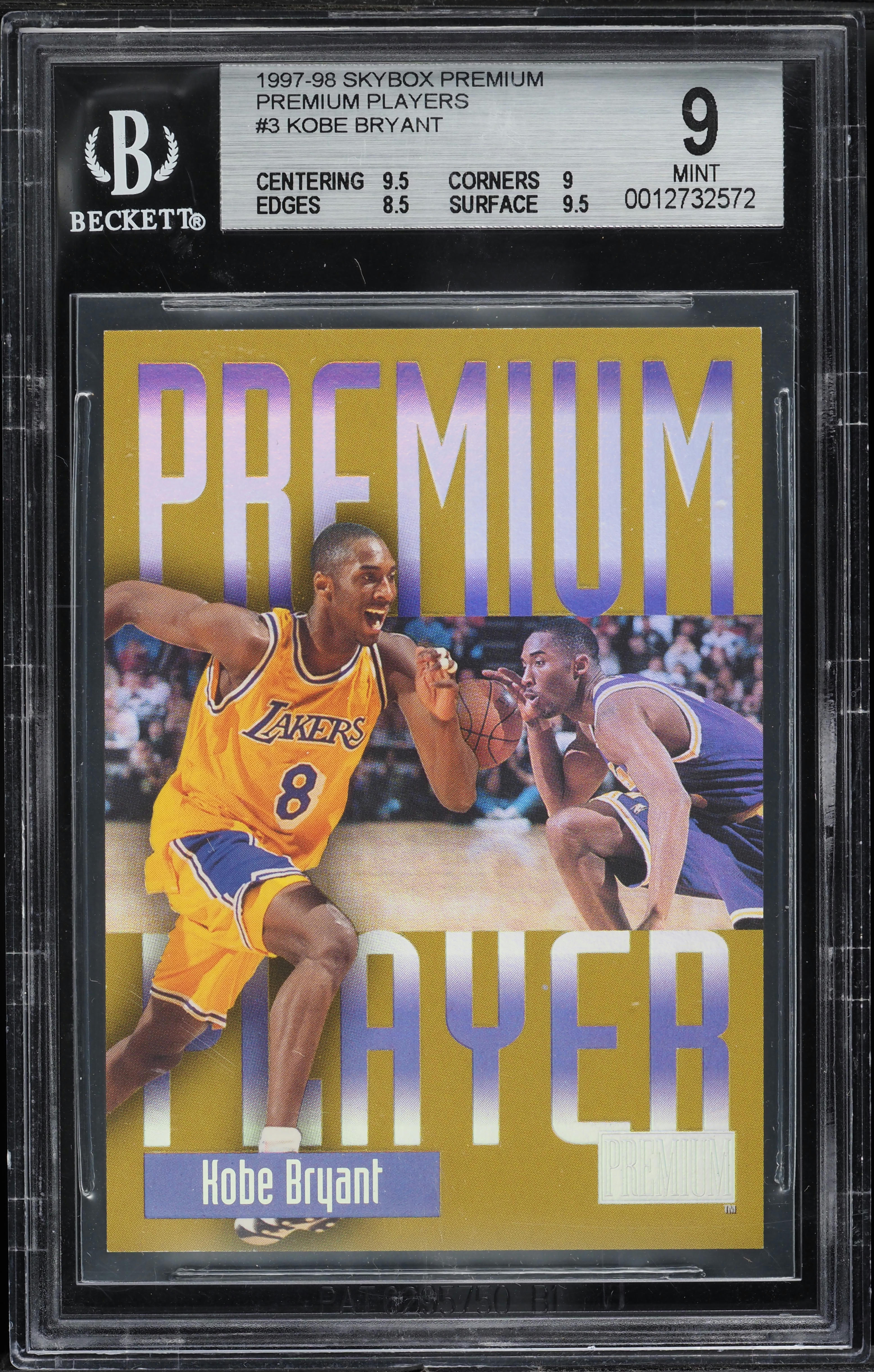 1997 Skybox Premium Players Kobe Bryant #3 BGS 9 MINT on