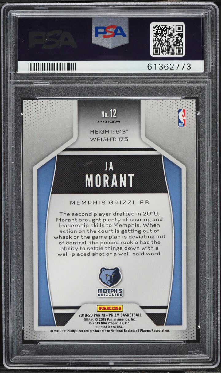 2019 Panini Prizm Instant Impact Silver Ja Morant ROOKIE #12 PSA 10 GEM MINT