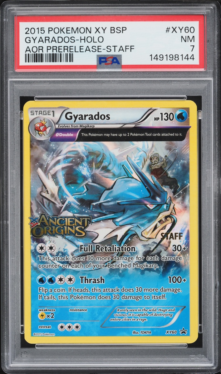 2015 Pokemon XY Promo Ancient Origins Prerelease Staff Holo Gyarados #XY60 PSA 7 NRMT