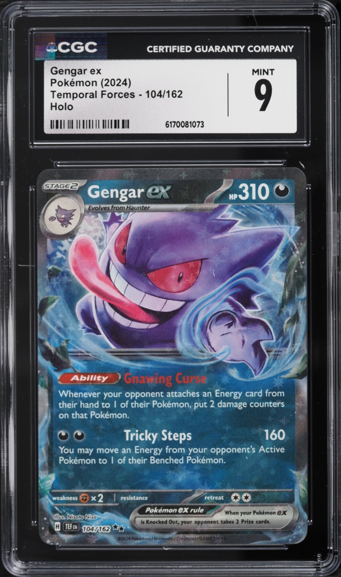 2024 Pokemon Scarlet & Violet Temporal Forces Holo Gengar Ex #104 CGC 9 MINT