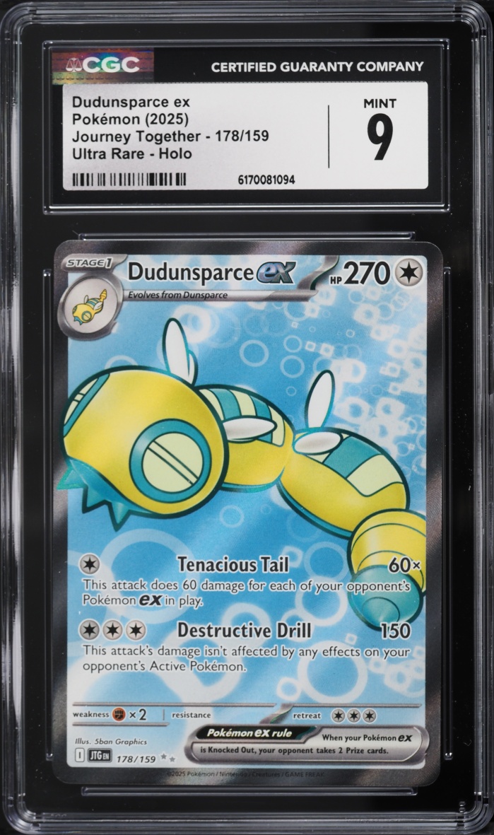 2025 Pokemon Scarlet & Violet Journey Together Full Art Dudunsparce ex #178 CGC 9 MINT