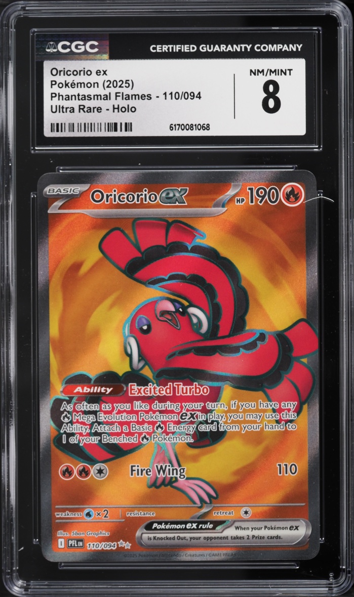 2025 Pokemon Mega Evolution Phantasmal Flames Full Art Oricorio EX #110 CGC 8 NM-MT
