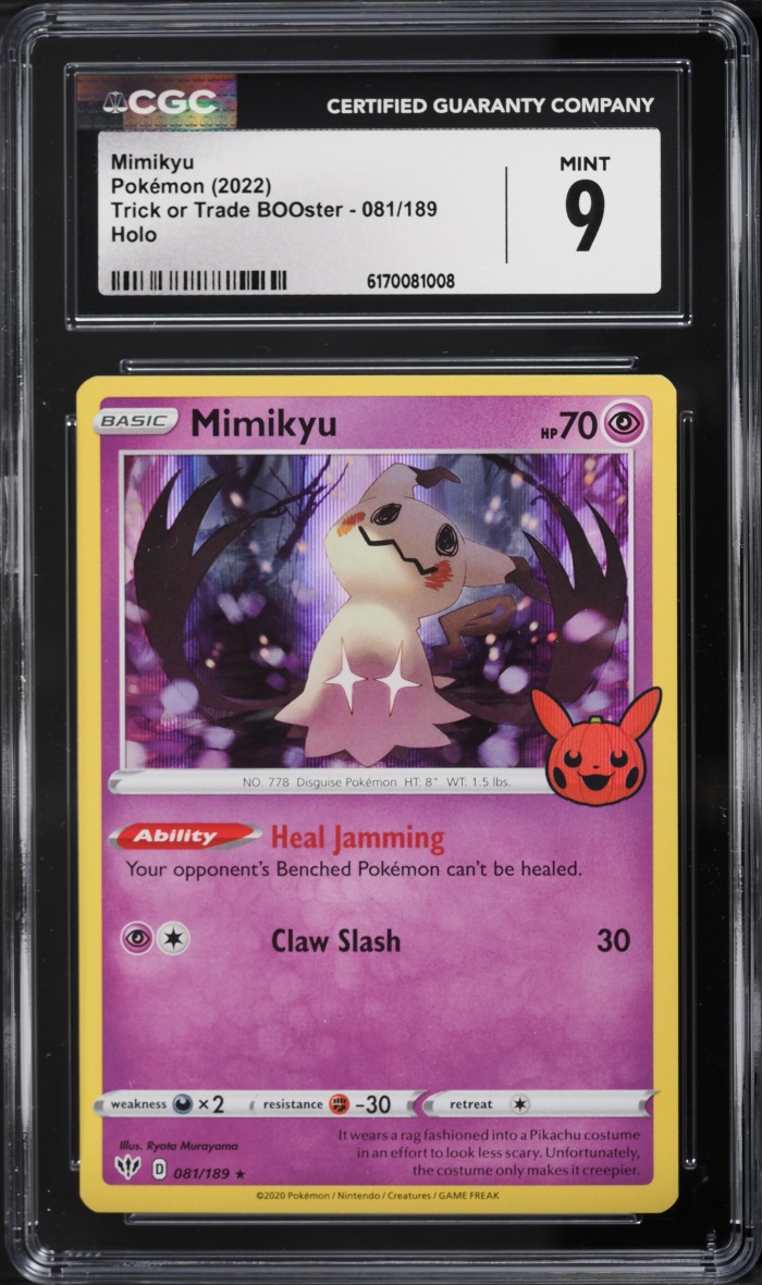 2022 Pokemon Sword & Shield Trick Or Trade BOOster Holo Mimikyu #81 CGC 9 MINT