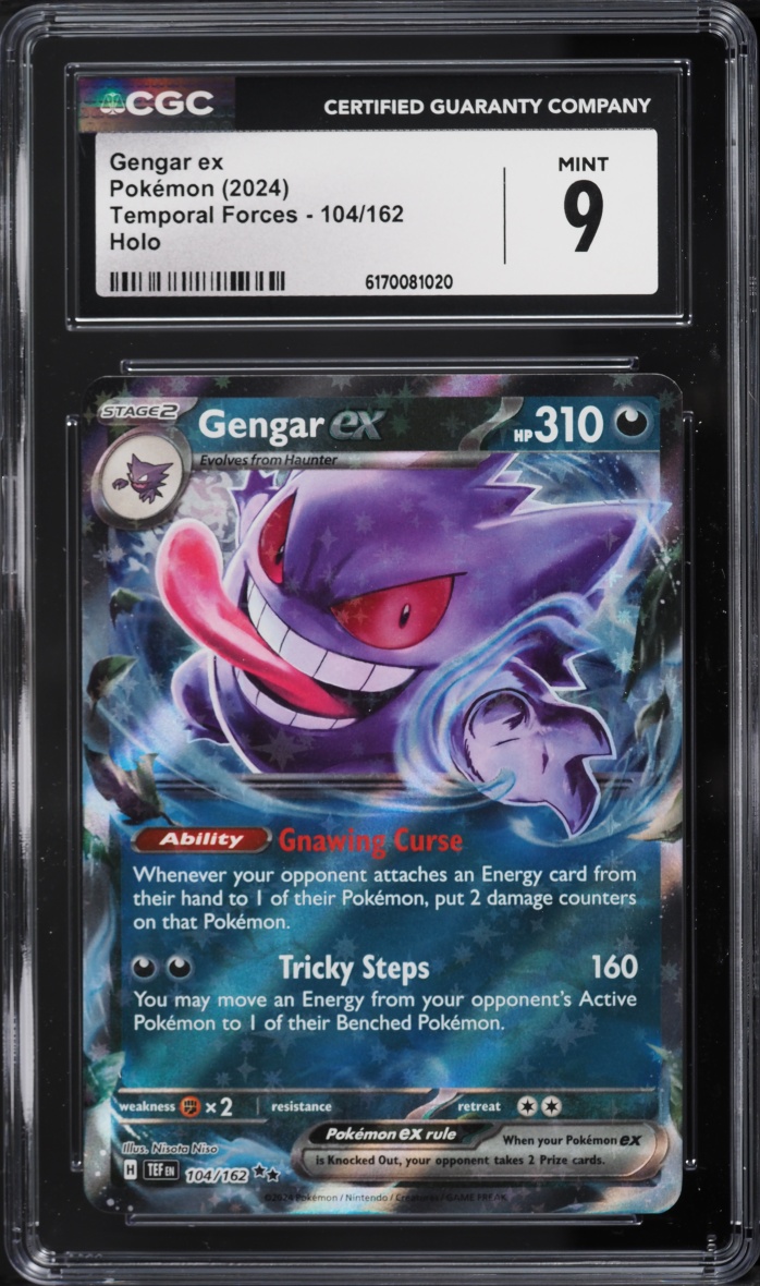 2024 Pokemon Scarlet & Violet Temporal Forces Holo Gengar Ex #104 CGC 9 MINT