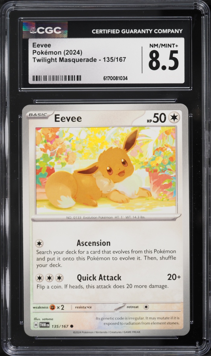 2024 Pokemon Scarlet & Violet Twilight Masquerade Eevee #135 CGC 8.5 NM-MT+