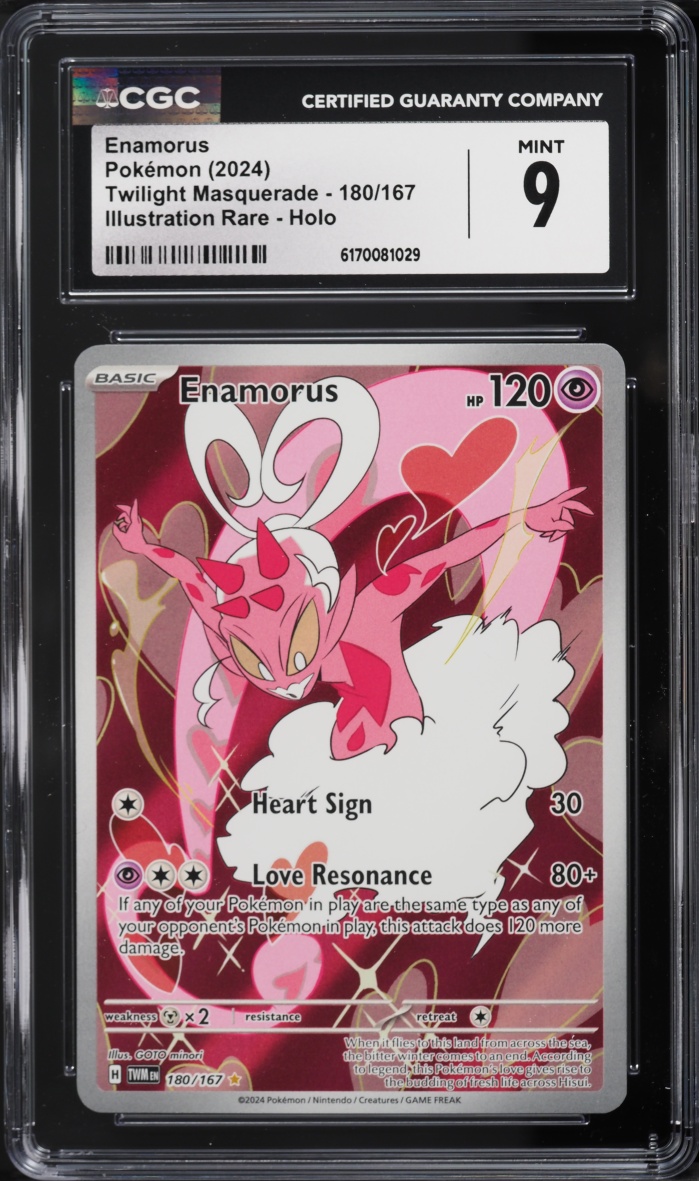 2024 Pokemon Scarlet & Violet Twilight Masquerade IR Enamorus #180 CGC 9 MINT