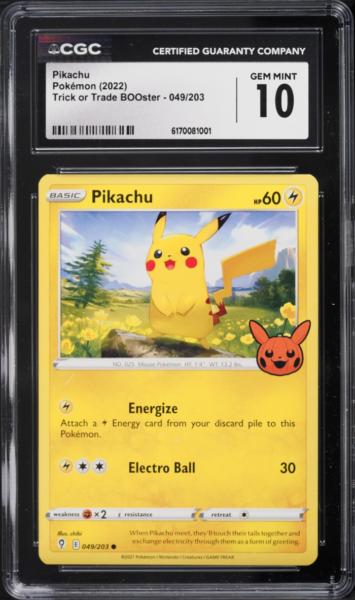 2022 Pokemon Sword & Shield Trick Or Trade BOOster Pikachu #49 CGC 10 GEM MINT