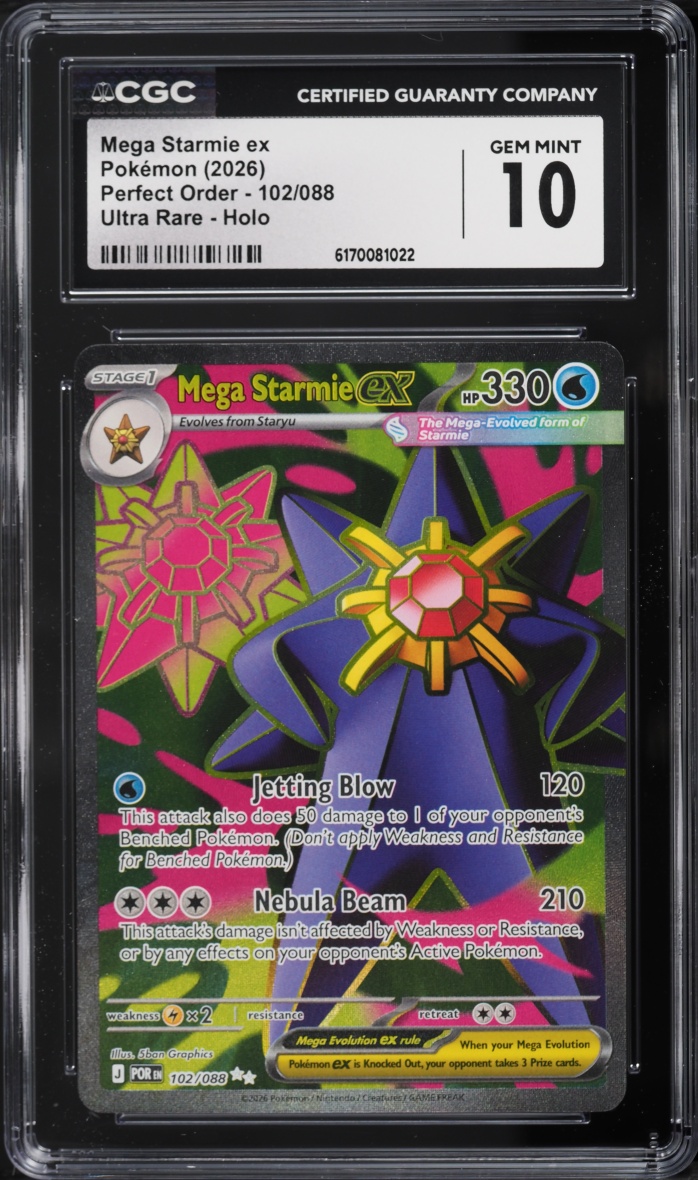 2026 Pokemon Mega Evolution Perfect Order Full Art Mega Starmie ex #102 CGC 10 GEM MINT