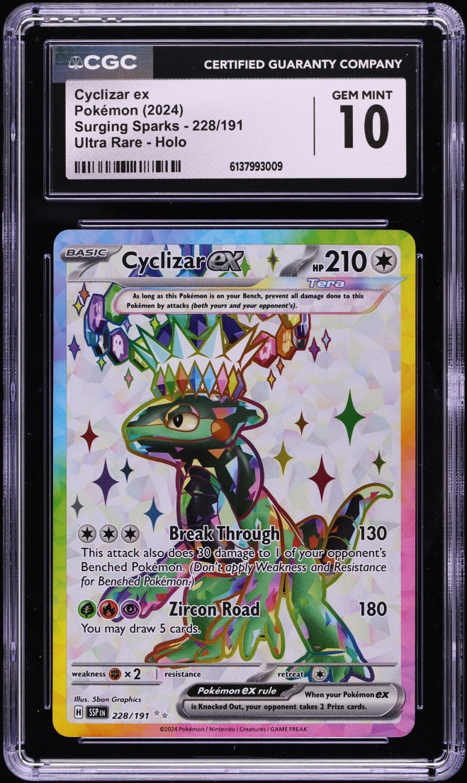 2024 Pokemon Scarlet & Violet Surging Sparks Full Art Cyclizar Ex #228 CGC 10 GEM MINT