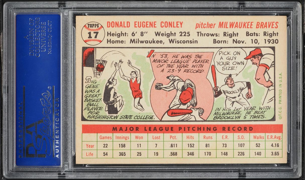1956 Topps Gene Conley #17 PSA 7 NRMT