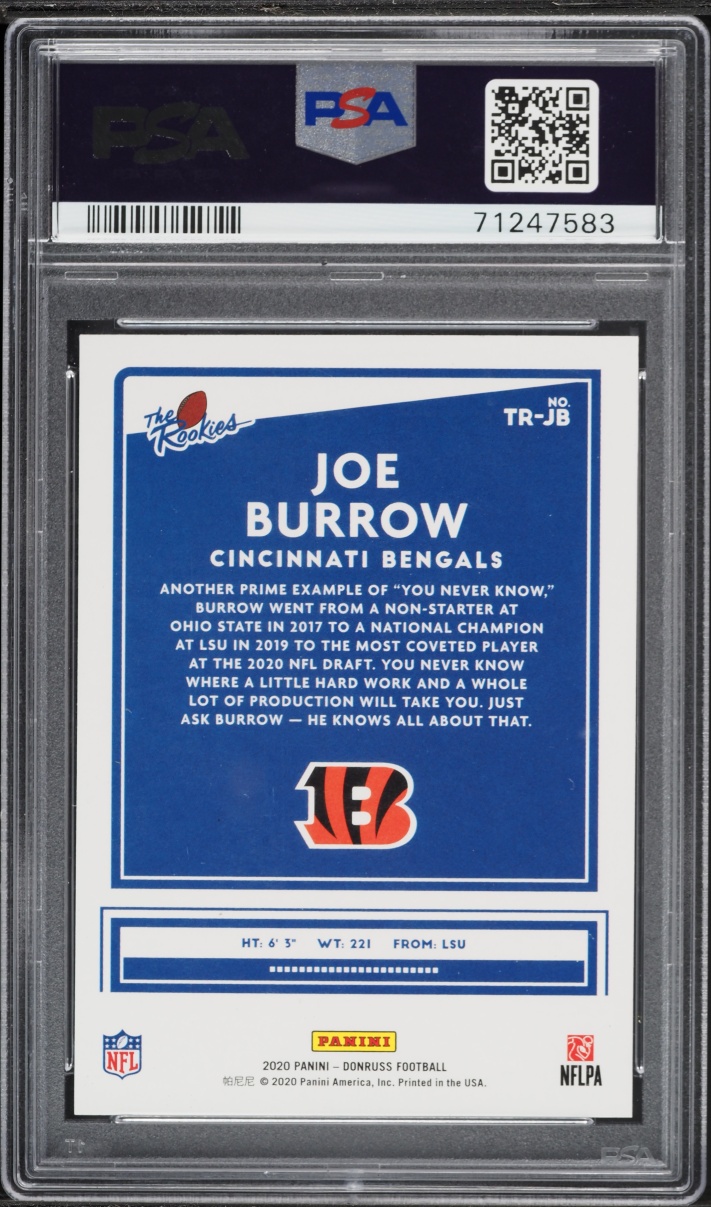 2020 Donruss The Rookies Joe Burrow ROOKIE #TR-JB PSA 9 MINT