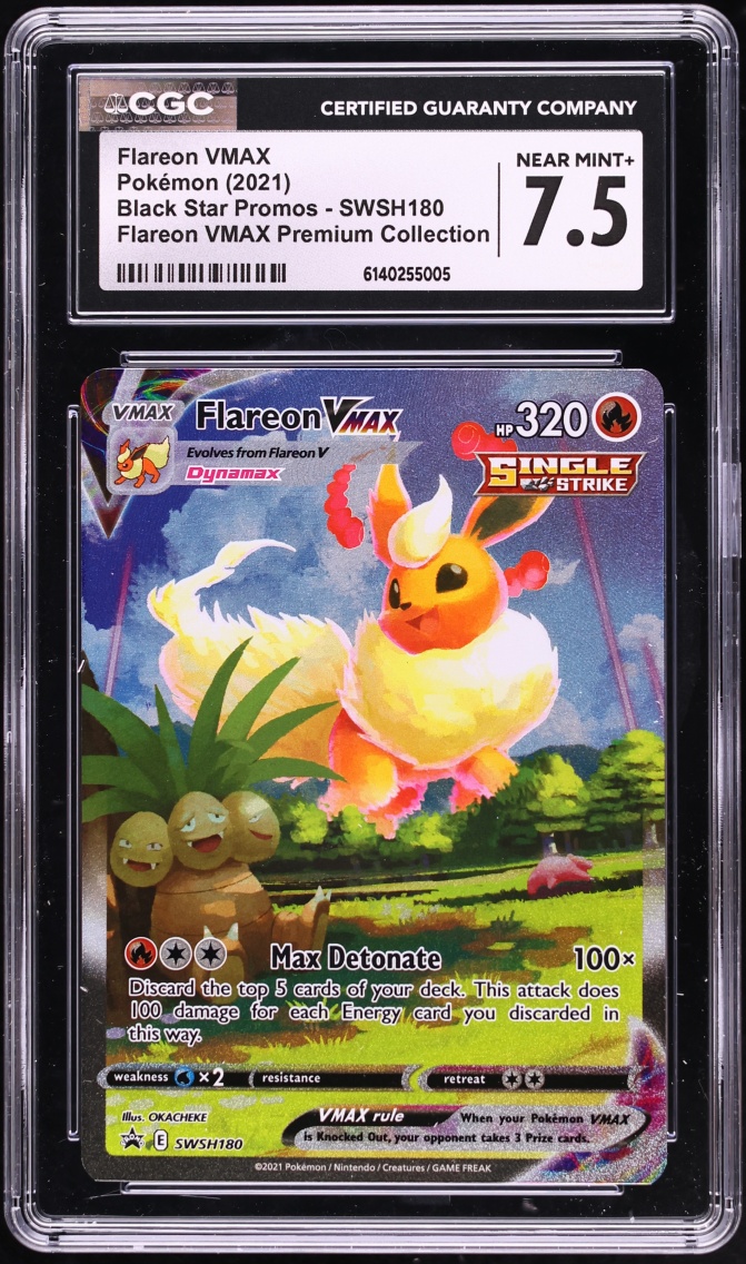 2021 Pokemon Sword & Shield Promo Premium Collection Full Art Flareon VMAX #SWSH180 CGC 7.5