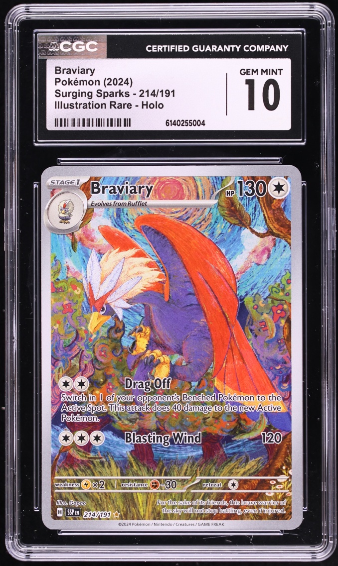 2024 Pokemon Scarlet & Violet Surging Sparks IR Braviary #214 CGC 10 GEM MINT