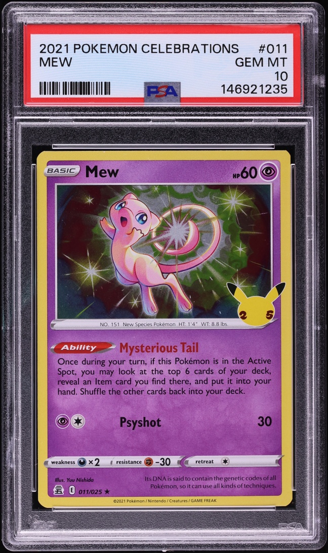 2021 Pokemon Sword & Shield Celebrations Holo Mew #11 PSA 10 GEM MINT
