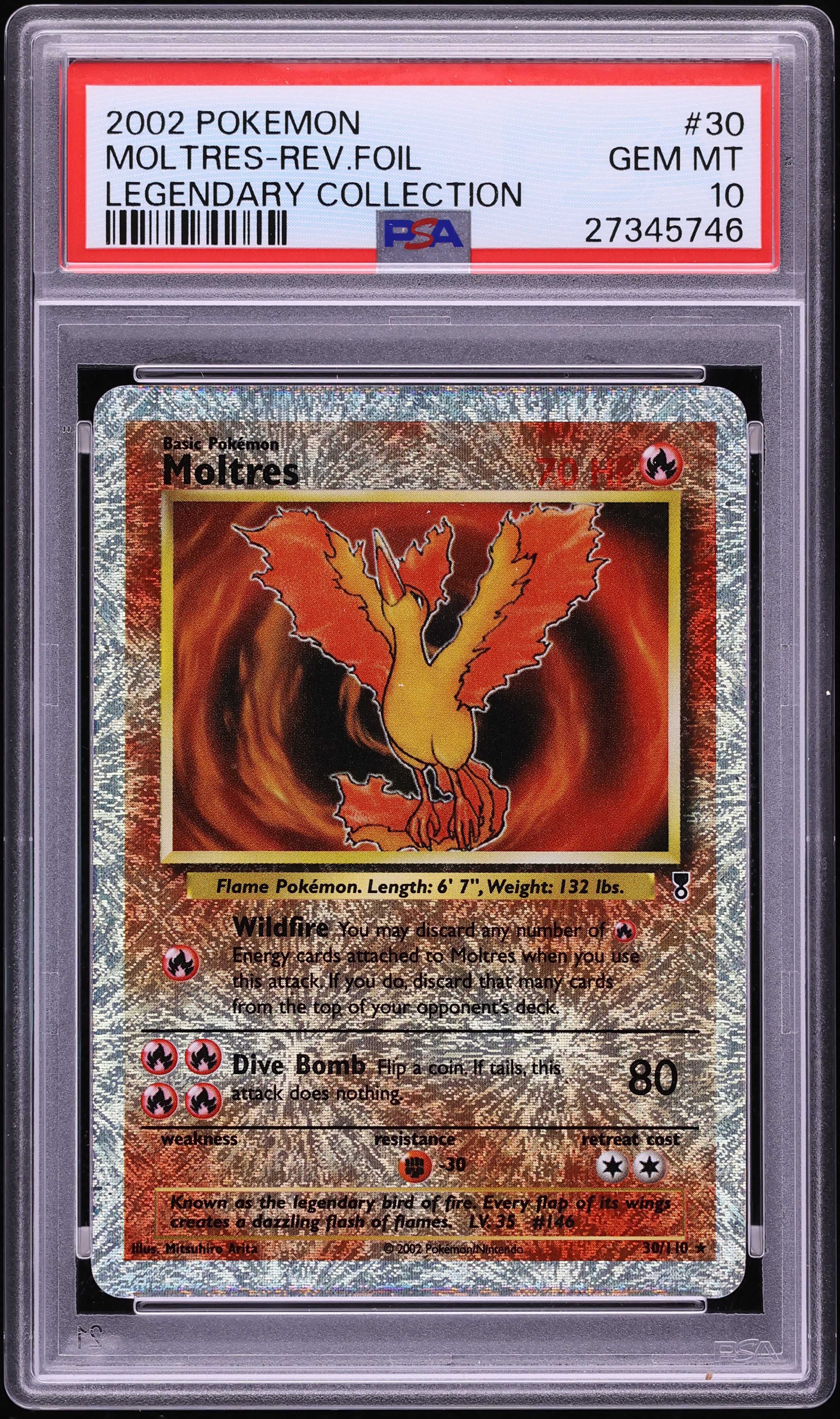 2002 Pokemon Legendary Collection Reverse Holo Moltres #30 PSA 10 GEM MINT