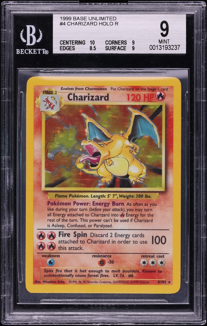 1999 Pokemon Base Set Holo Charizard #4 BGS 9 MINT