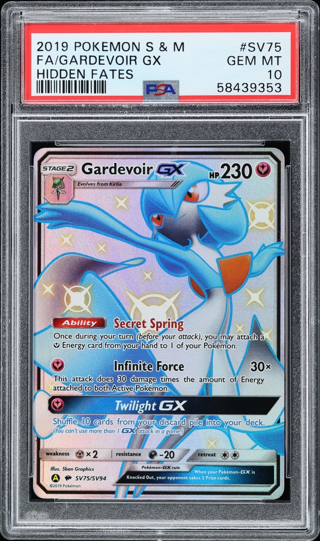 2019 Pokemon Sun & Moon Hidden Fates Full Art Shiny Gardevoir GX #SV75 PSA 10 GEM MINT