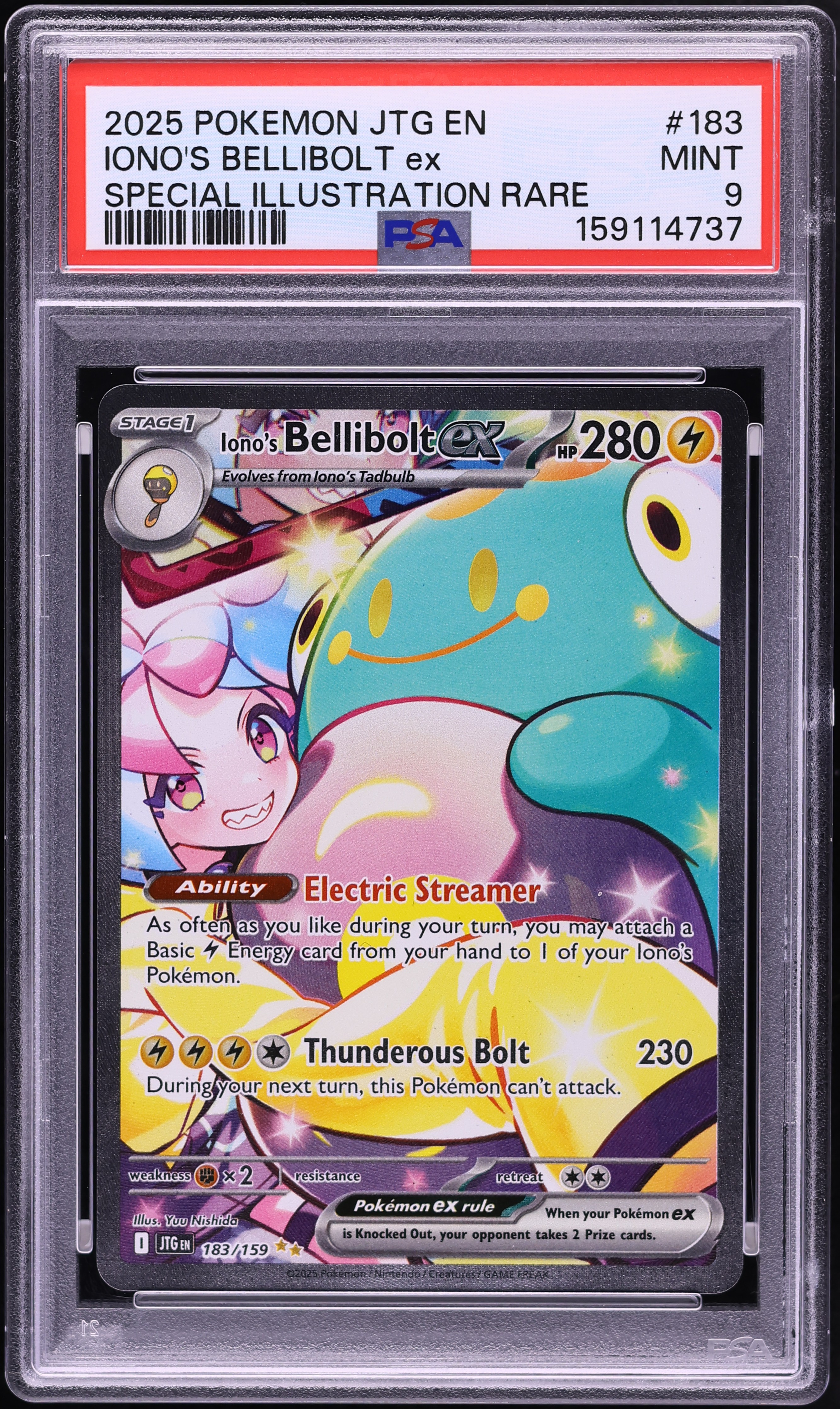 2025 Pokemon Scarlet & Violet Journey Together SIR Iono's Bellibolt Ex #183 PSA 9 MINT