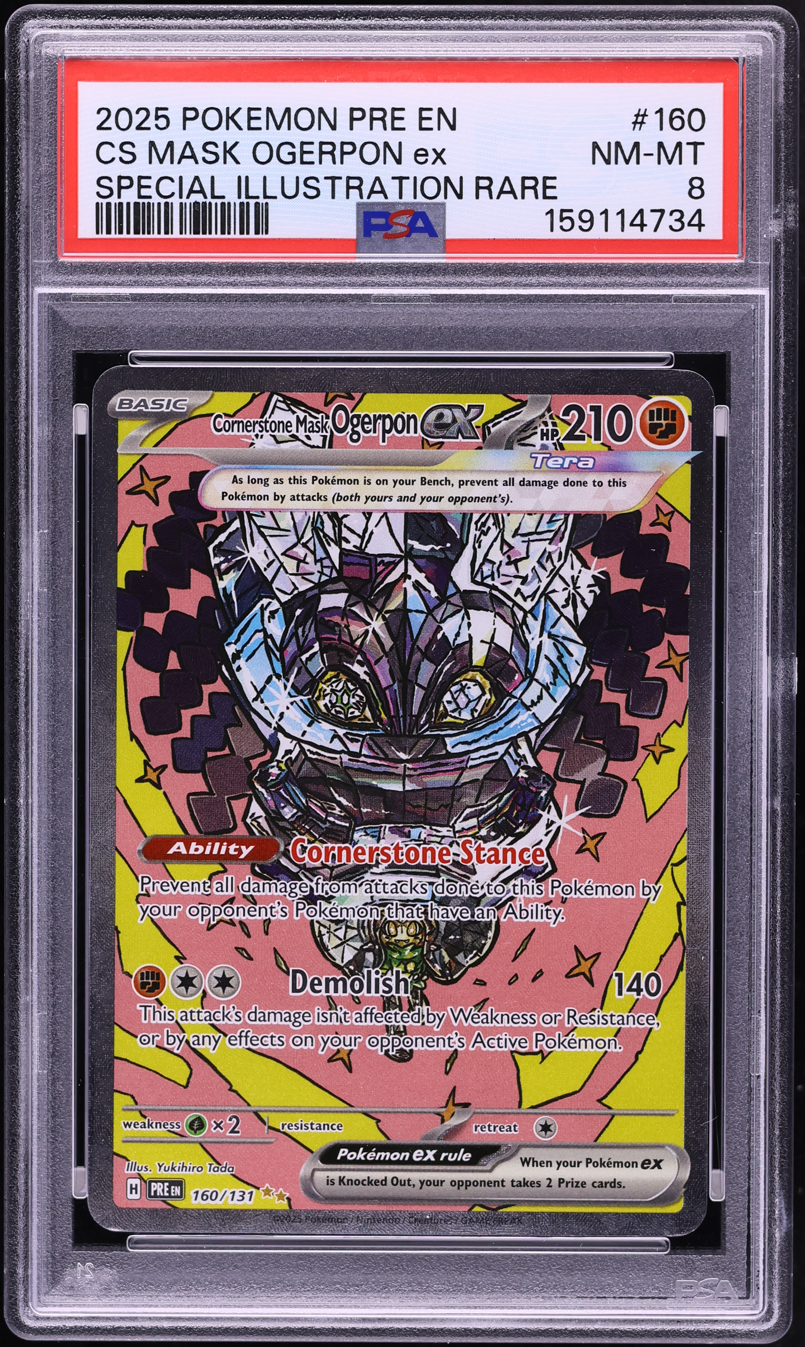 2025 Pokemon Scarlet & Violet Prismatic Evolutions SIR Cornerstone Mask Ogerpon ex #160 PSA 8