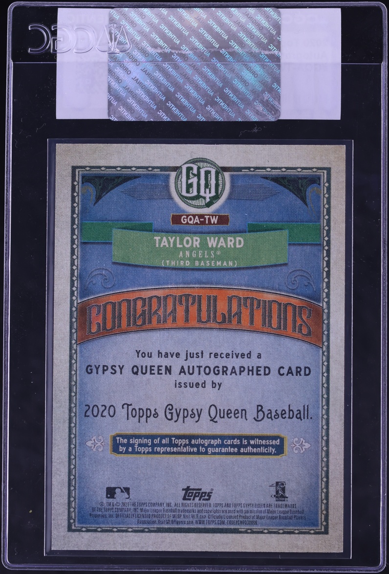 2020 Topps Gypsy Queen Autographs Taylor Ward ROOKIE AUTO #GQA-TW CGC AUTH