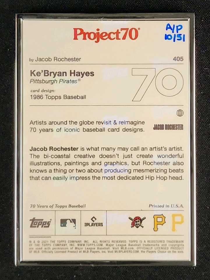2021 Topps Project 70 Silver Frame Artist Proof Ke'Bryan Hayes ROOKIE /51 #405 MBA AUTH