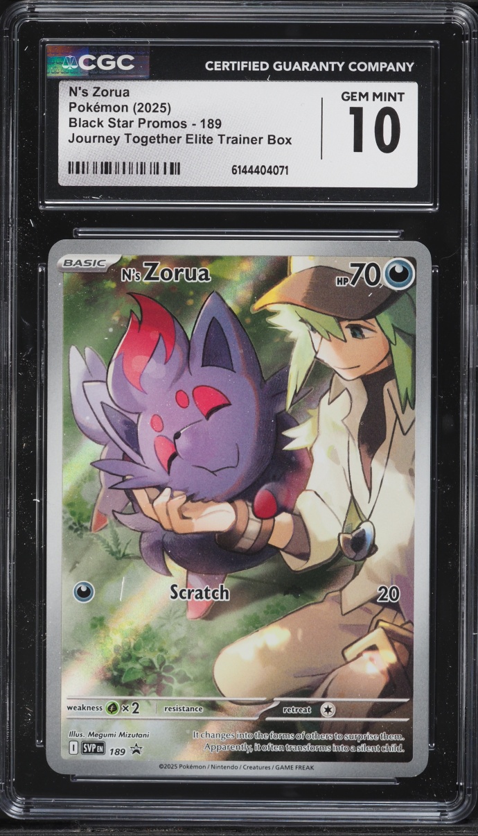 2025 Pokemon SV Promo Journey Together ETB Full Art N's Zorua #189 CGC 10 GEM MINT