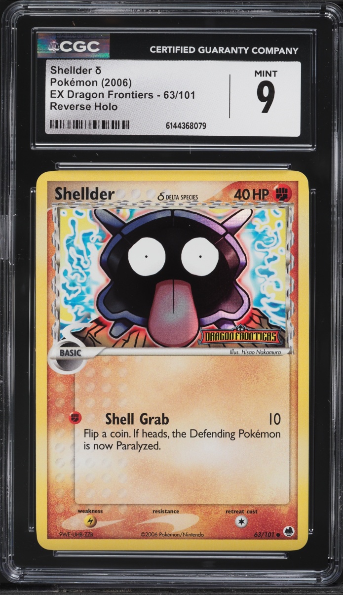 2006 Pokemon EX Dragon Frontiers Reverse Holo Shellder #63 CGC 9 MINT